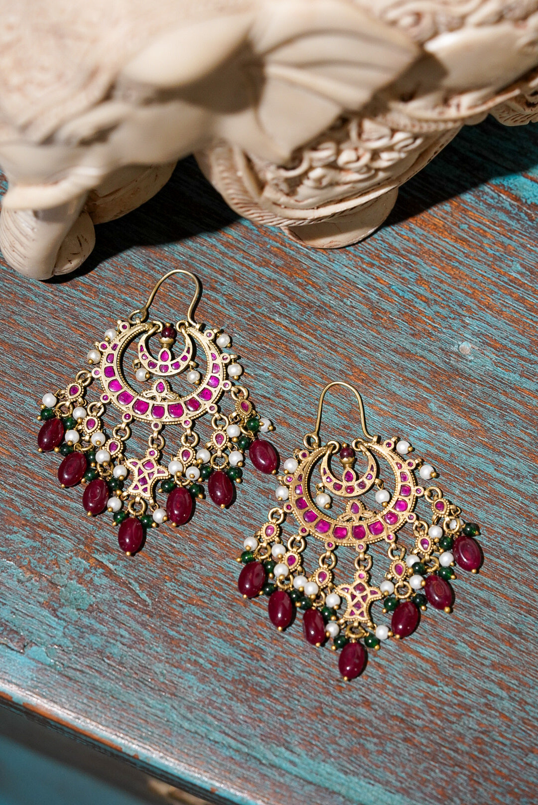 Tejasvi Jadau Chandbali Earrings