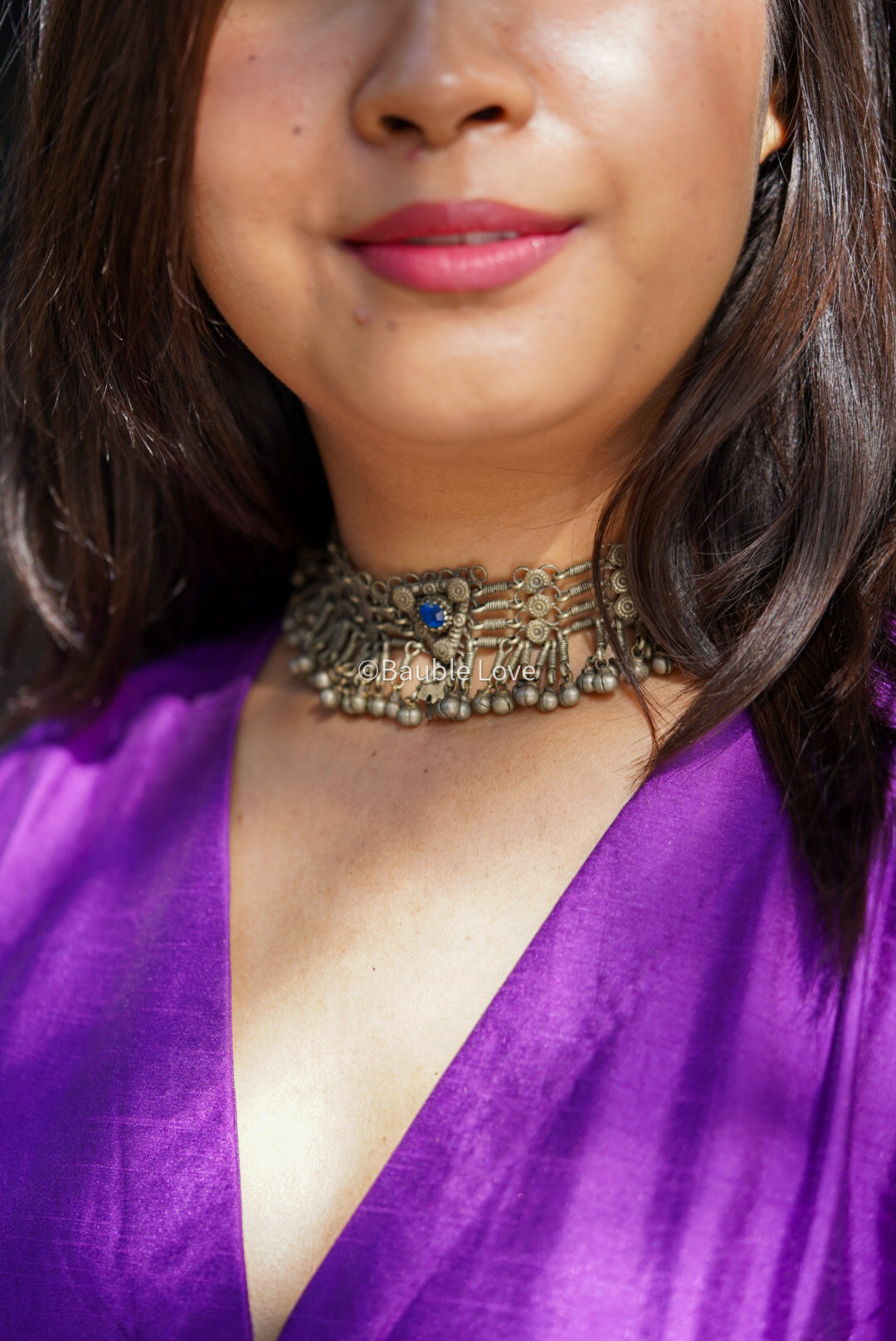 Blue Afghan Minimal Choker