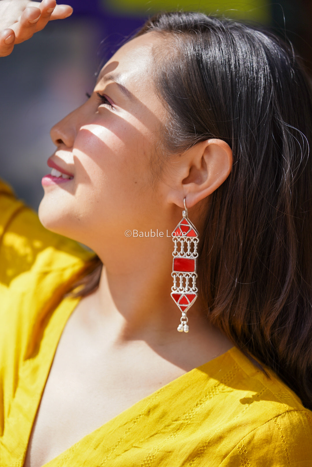 Geometric Red Earrings