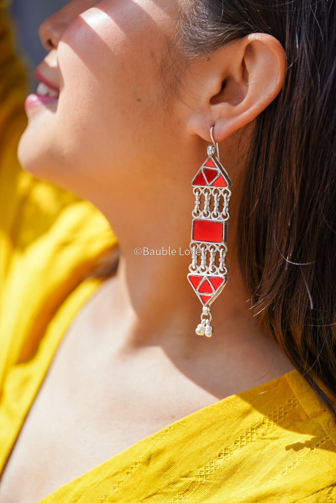 Geometric Red Earrings