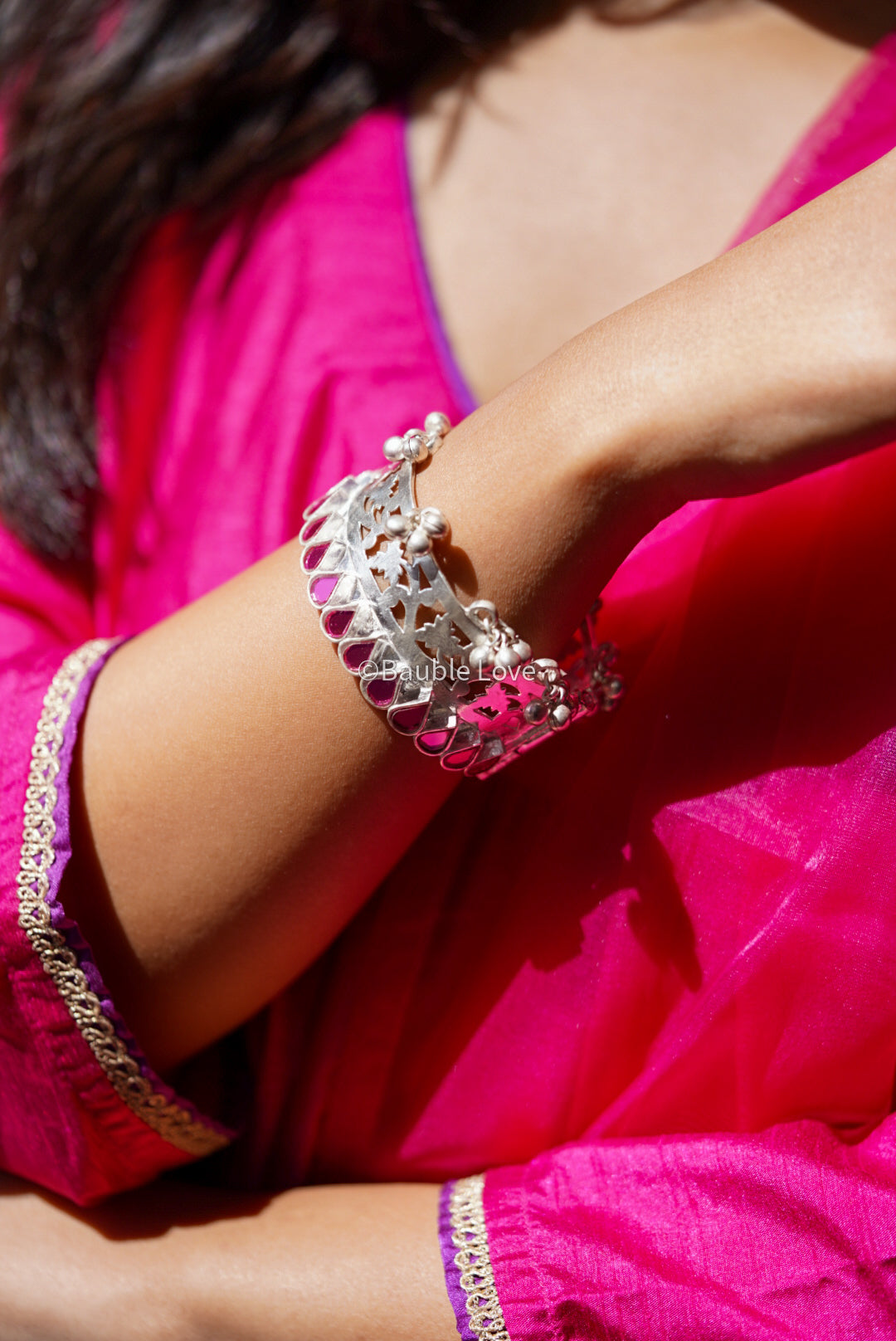 Filigree Glass Cuff (Pink)