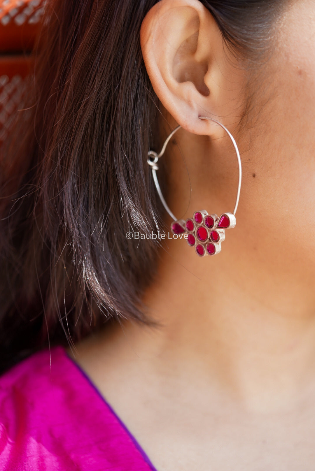 Chanda Pink Hoop Earrings