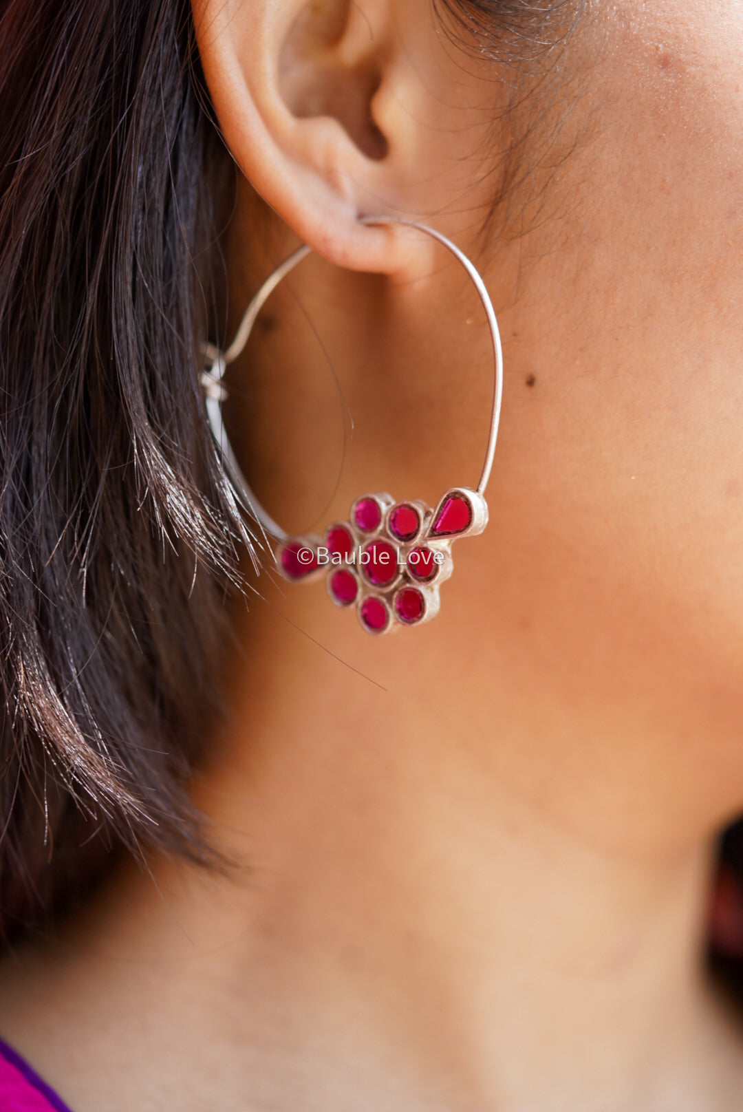 Chanda Pink Hoop Earrings