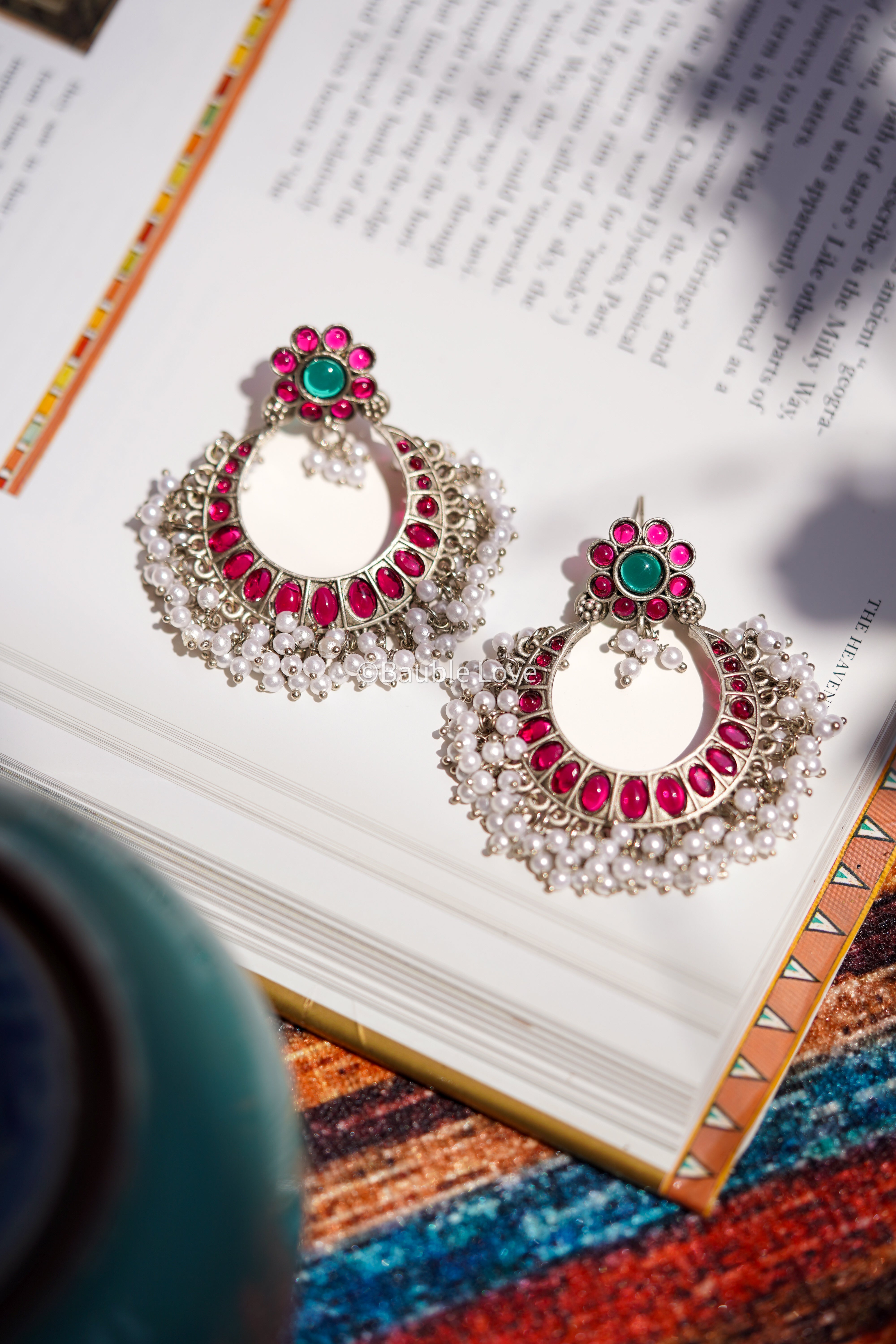 Nori Pink Chandbali Earrings