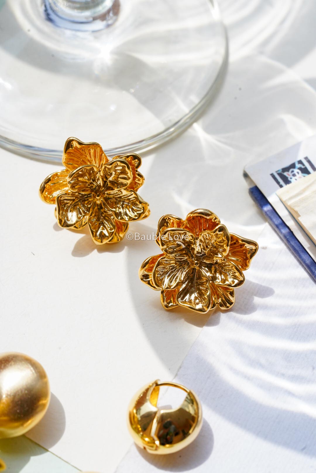 Gold 3D Floral Earrings