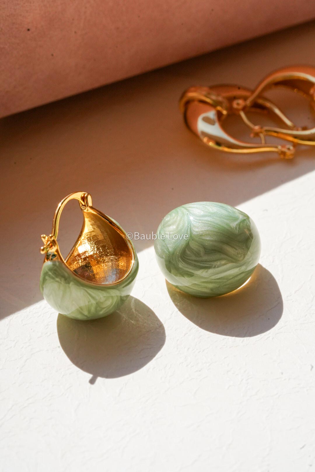 Marble Drop Earrings (Green)