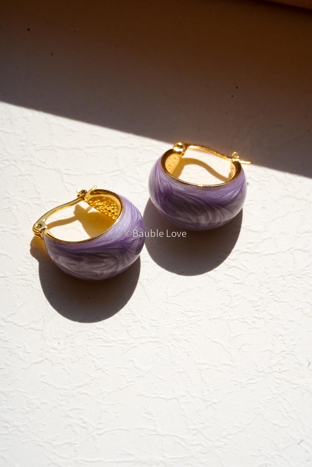 Mini Marble Drop Earrings (Purple)