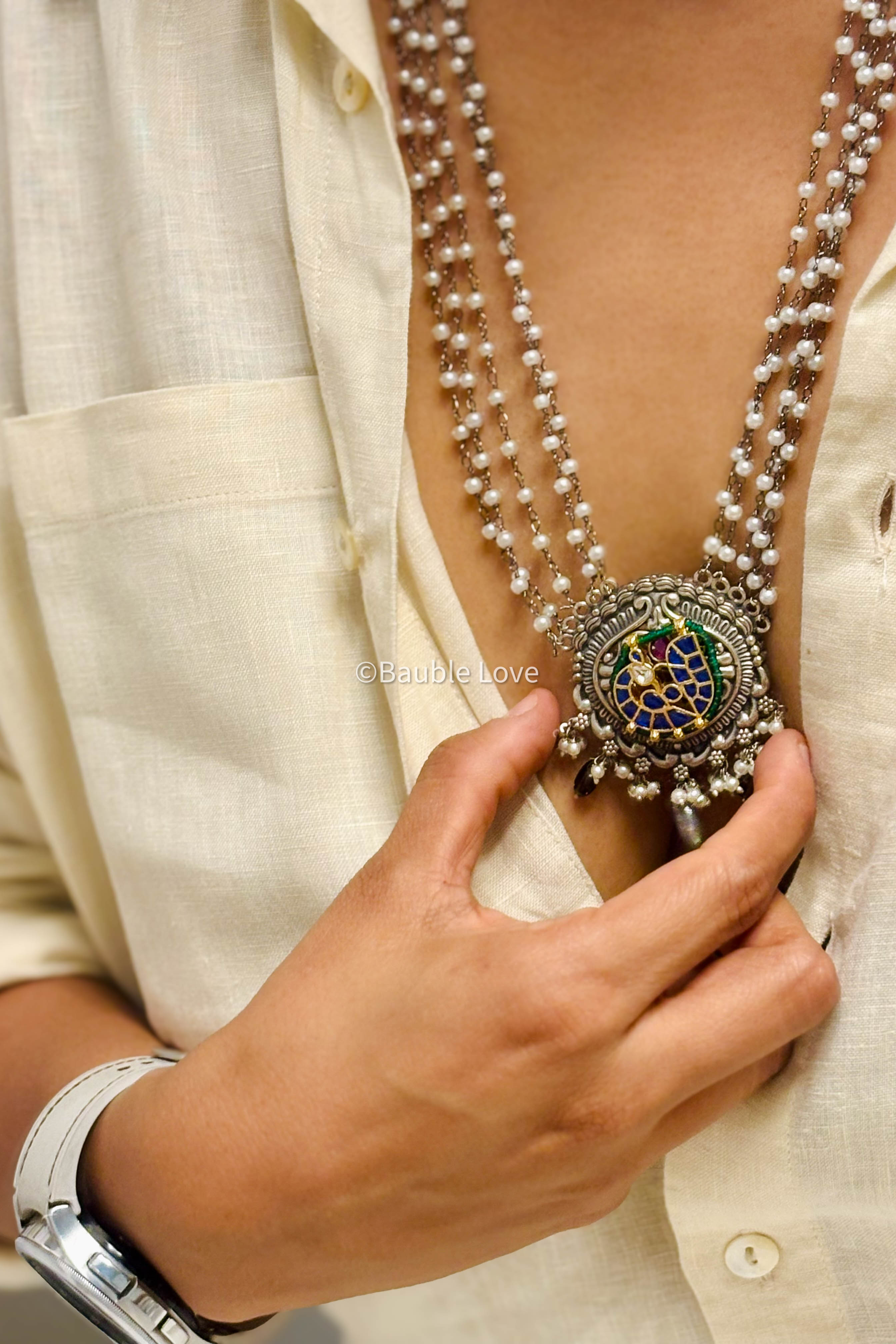 Panchi Kundan Necklace Set (With Earrings)
