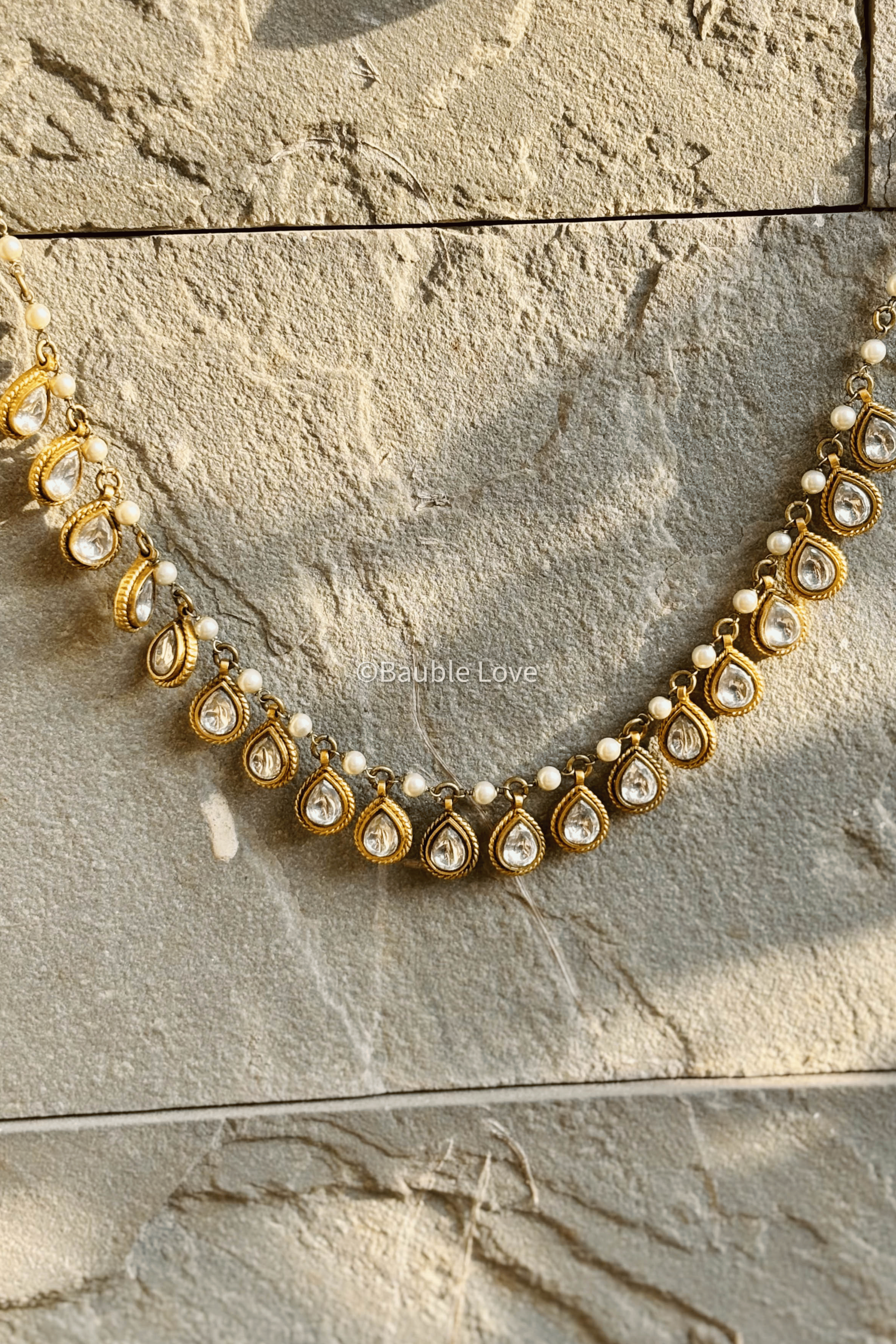 Amber Jadau Necklace Set (With Earrings)