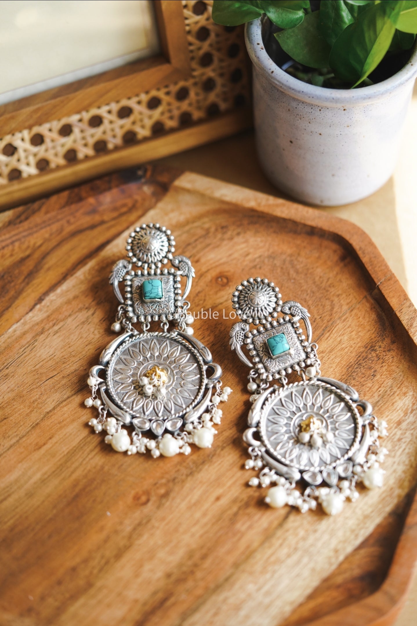 Netra Brass Earrings (Turquoise)
